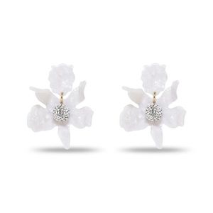 Lele Sadoughi Mother of Pearl Crystal Lily Earrings